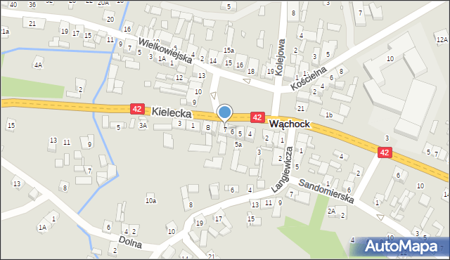 Wąchock, Plac Majora Ponurego, 7, mapa Wąchock