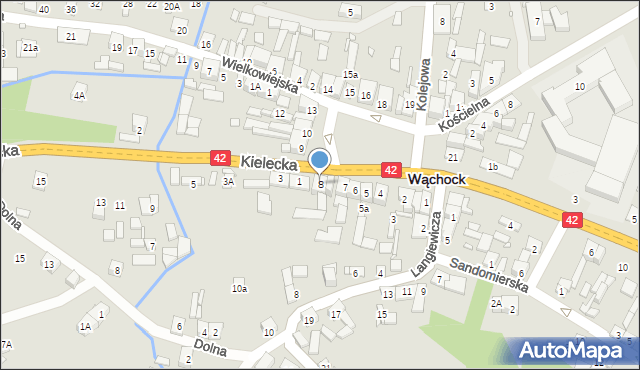 Wąchock, Plac Majora Ponurego, 8, mapa Wąchock