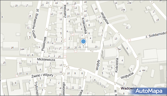Wadowice, Plac Jana Pawła II, 22, mapa Wadowice