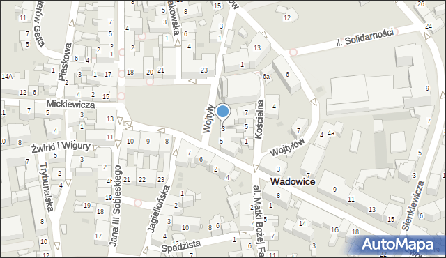 Wadowice, Plac Jana Pawła II, 3, mapa Wadowice