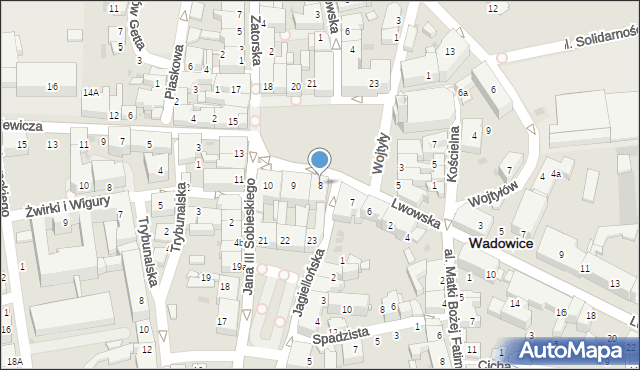 Wadowice, Plac Jana Pawła II, 8, mapa Wadowice