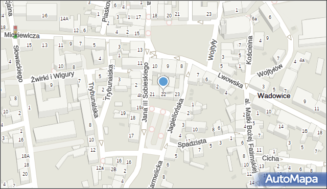 Wadowice, Plac Kościuszki Tadeusza, gen., 22, mapa Wadowice