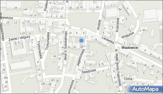 Wadowice, Plac Kościuszki Tadeusza, gen., 23, mapa Wadowice