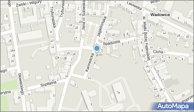 Wadowice, Plac Kościuszki Tadeusza, gen., 6, mapa Wadowice