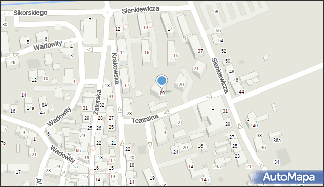 Wadowice, Plac Obrońców Westerplatte, 19, mapa Wadowice