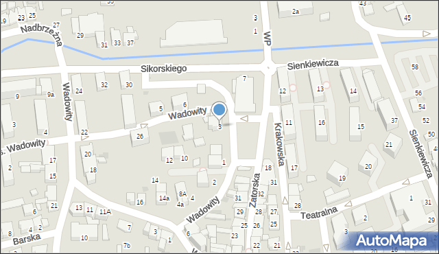 Wadowice, Plac Obrońców Westerplatte, 3, mapa Wadowice