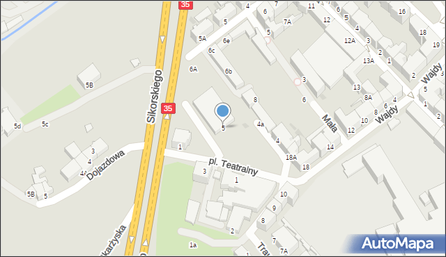 Wałbrzych, Plac Teatralny, 5, mapa Wałbrzycha