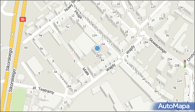 Wałbrzych, Pługa Adama, 13, mapa Wałbrzycha