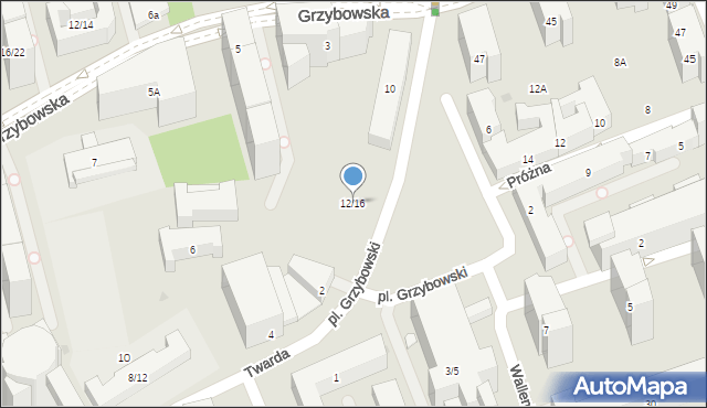 Warszawa, Plac Grzybowski, 12/16, mapa Warszawy