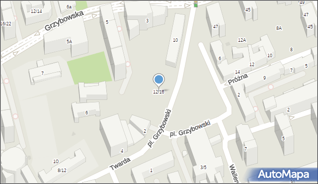 Warszawa, Plac Grzybowski, 12/16, mapa Warszawy