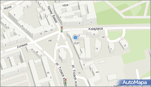 Warszawa, Plac Trzech Krzyży, 10/14, mapa Warszawy