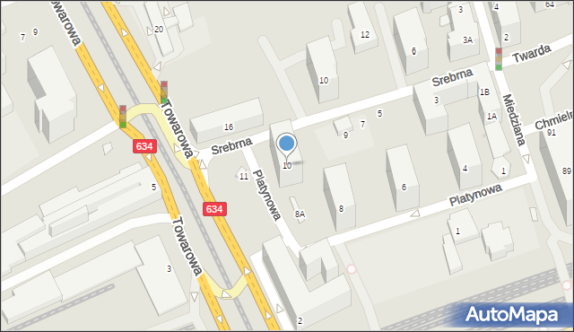 Warszawa, Platynowa, 10, mapa Warszawy
