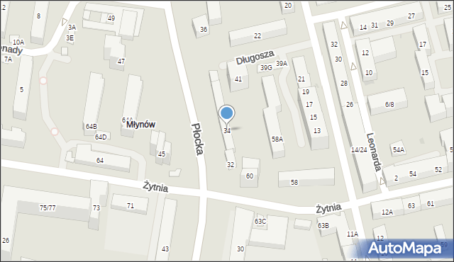 Warszawa, Płocka, 34, mapa Warszawy