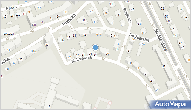 Warszawa, Plac Lelewela Joachima, 14, mapa Warszawy