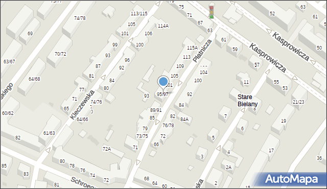 Warszawa, Płatnicza, 95/97, mapa Warszawy