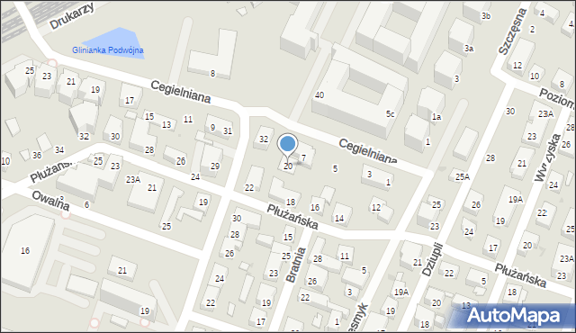 Warszawa, Płużańska, 20, mapa Warszawy