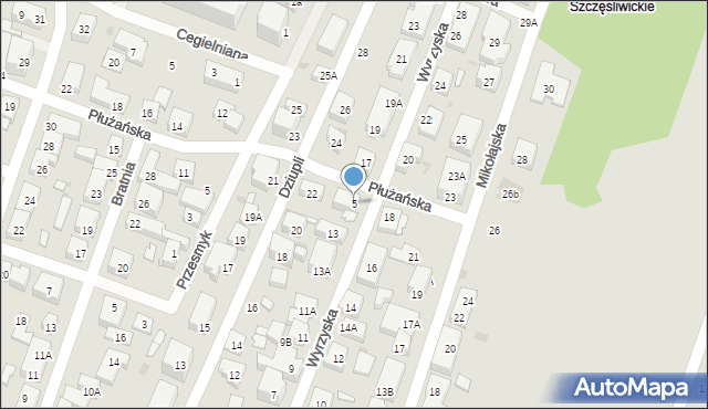 Warszawa, Płużańska, 5, mapa Warszawy