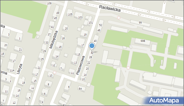 Warszawa, Płatowcowa, 32, mapa Warszawy