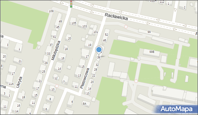 Warszawa, Płatowcowa, 34, mapa Warszawy