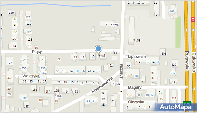 Warszawa, Pląsy, 13, mapa Warszawy