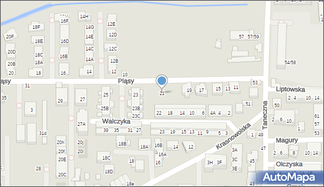 Warszawa, Pląsy, 21, mapa Warszawy