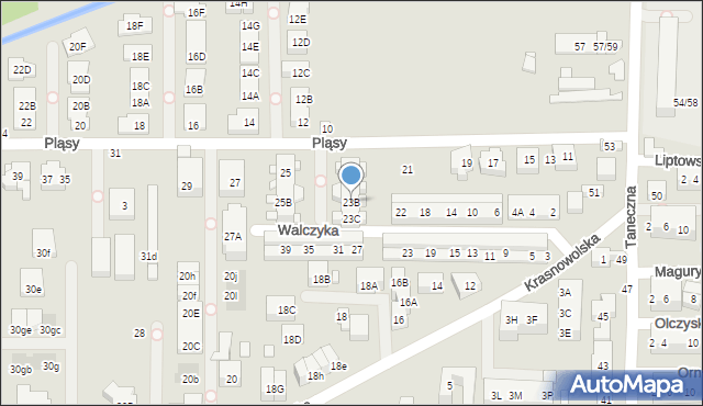 Warszawa, Pląsy, 23B, mapa Warszawy