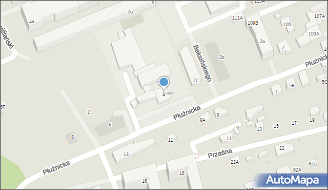 Warszawa, Płużnicka, 4, mapa Warszawy