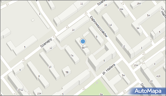 Warszawa, Plac Hallera Józefa, gen., 9A, mapa Warszawy