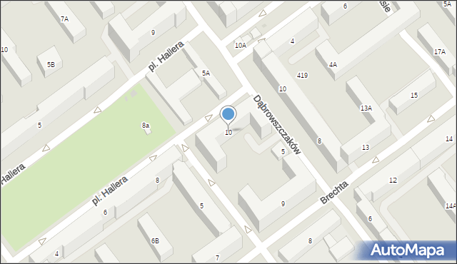 Warszawa, Plac Hallera Józefa, gen., 10, mapa Warszawy