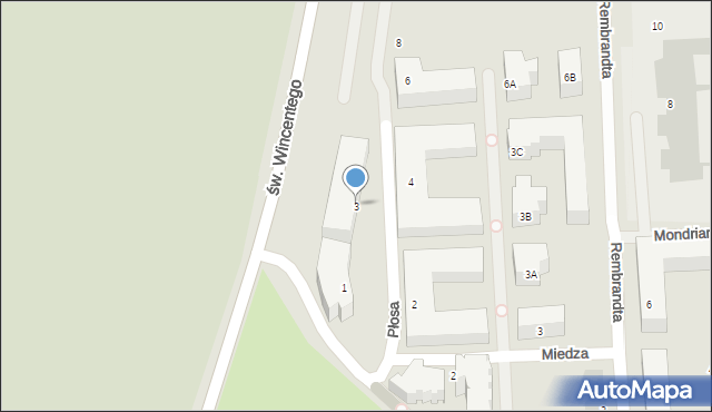 Warszawa, Płosa, 3, mapa Warszawy