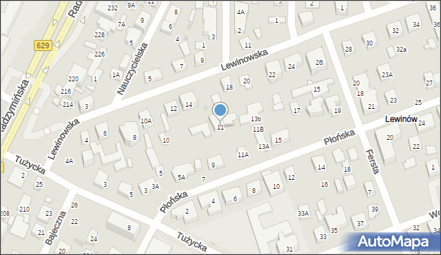 Warszawa, Płońska, 11, mapa Warszawy