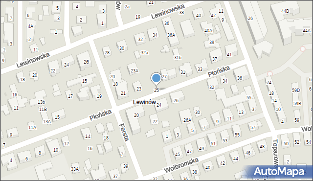 Warszawa, Płońska, 25, mapa Warszawy