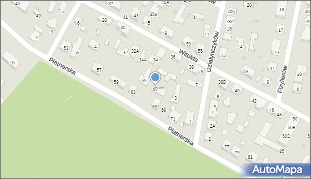 Warszawa, Płatnerska, 67, mapa Warszawy