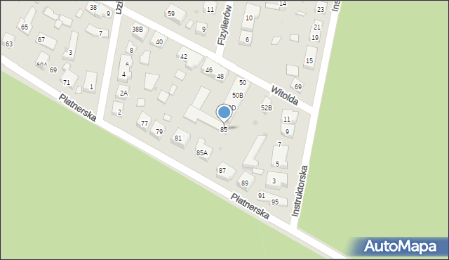 Warszawa, Płatnerska, 85, mapa Warszawy