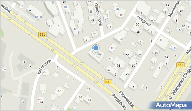 Warszawa, Płowiecka, 1, mapa Warszawy