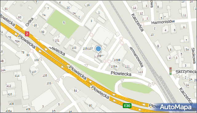 Warszawa, Płowiecka, 109, mapa Warszawy