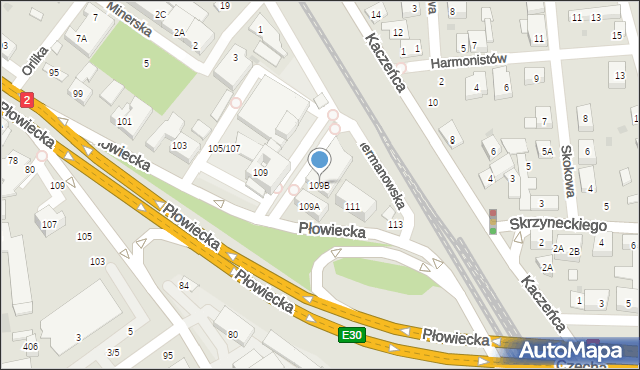 Warszawa, Płowiecka, 109B, mapa Warszawy