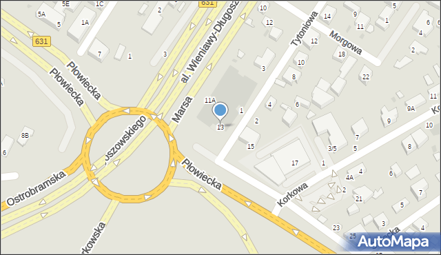 Warszawa, Płowiecka, 13, mapa Warszawy