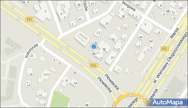 Warszawa, Płowiecka, 5A, mapa Warszawy