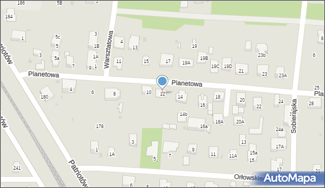 Warszawa, Planetowa, 12, mapa Warszawy