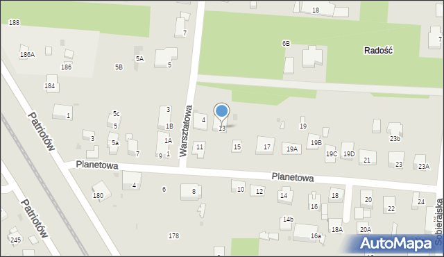 Warszawa, Planetowa, 13, mapa Warszawy