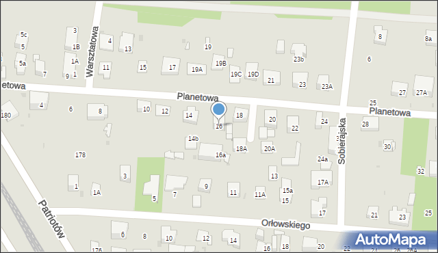 Warszawa, Planetowa, 16, mapa Warszawy