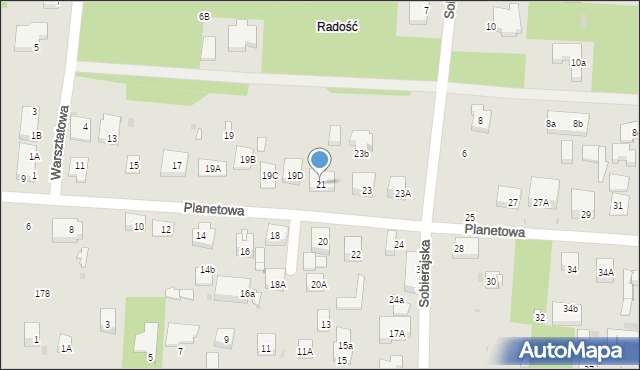 Warszawa, Planetowa, 21, mapa Warszawy