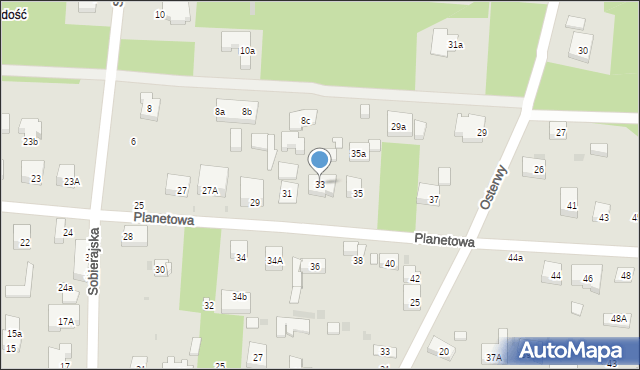 Warszawa, Planetowa, 33, mapa Warszawy