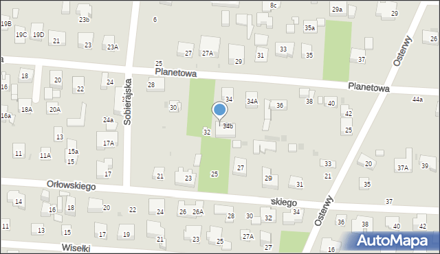 Warszawa, Planetowa, 34c, mapa Warszawy