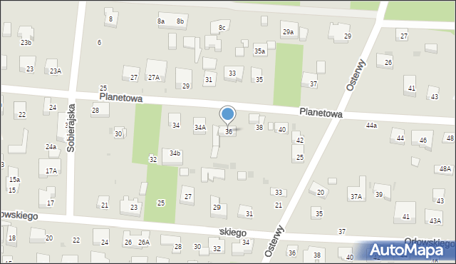 Warszawa, Planetowa, 36, mapa Warszawy