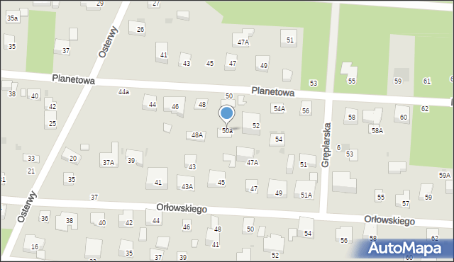 Warszawa, Planetowa, 50a, mapa Warszawy