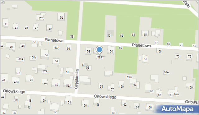 Warszawa, Planetowa, 58A, mapa Warszawy