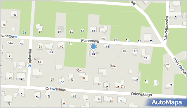Warszawa, Planetowa, 64, mapa Warszawy