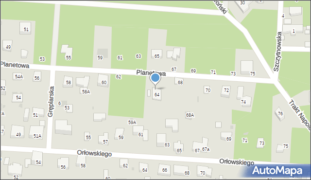 Warszawa, Planetowa, 66, mapa Warszawy